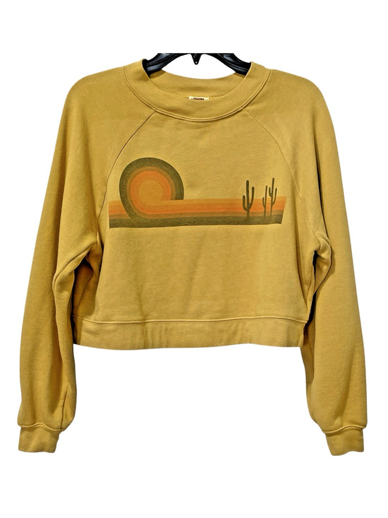 Classic Rock Couture Tops - Classic Rock Couture Sweatshirt Mustard Yellow Desert Sunset Crop Retro Size Sm